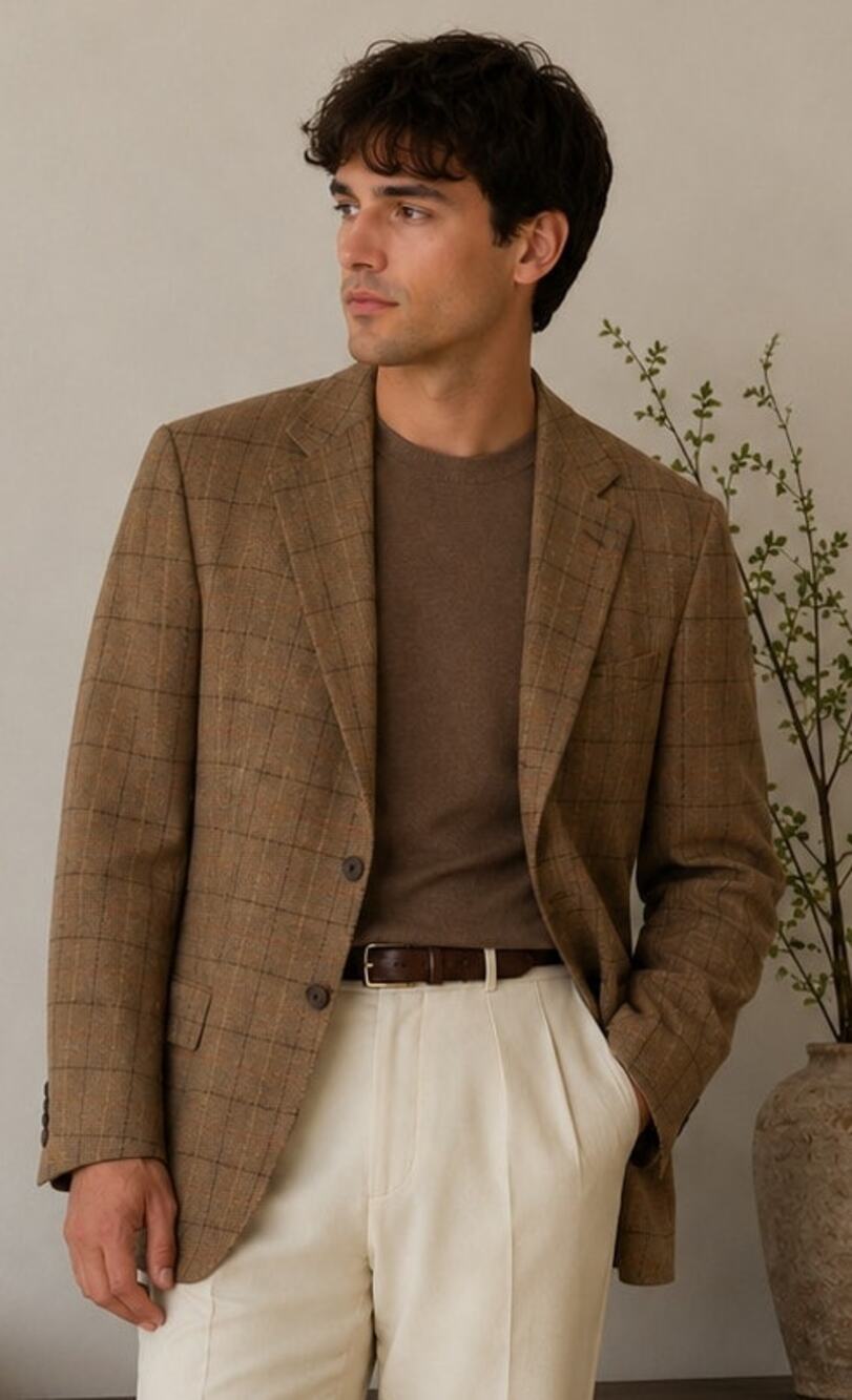 Vintage Ermenegildo Zegna Soft Wool Windowpane Blazer 54R